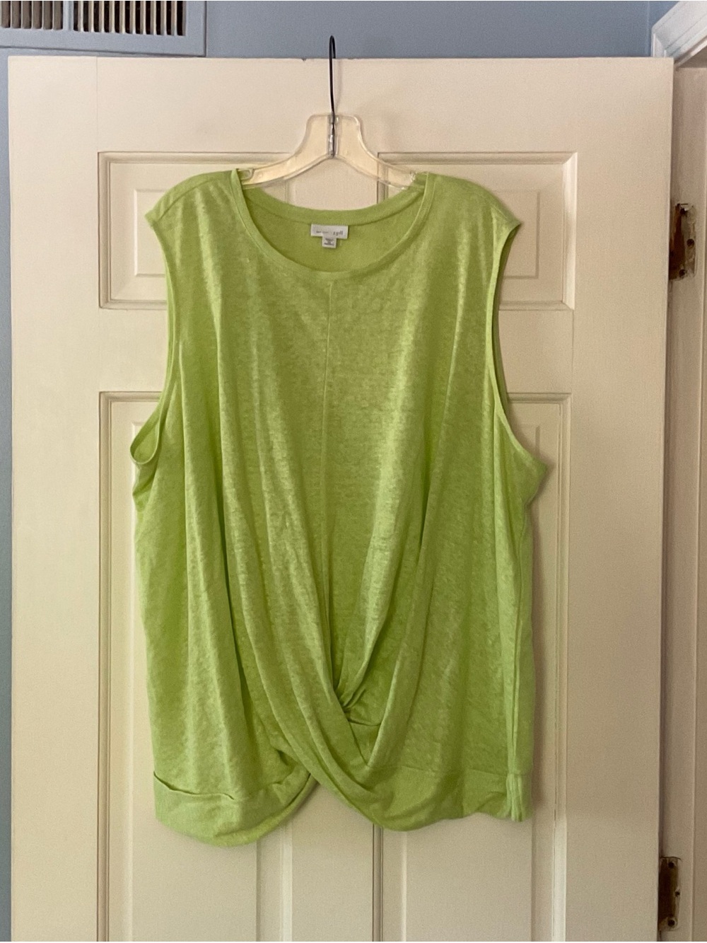 J. Jill Love Linen Sleeveless Twist Front Top Green Plus Size 3X Coastal Beachy